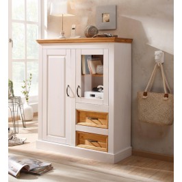 Balcão buffet de madeira vértico estilo alemão branco lavado e cera | Coleção England
